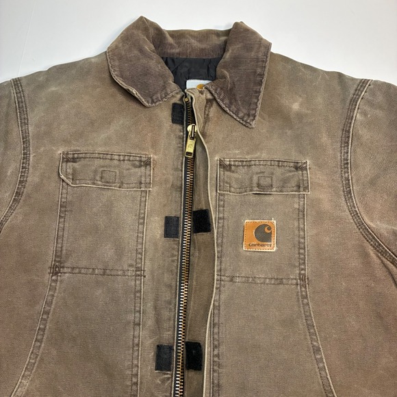 Carhartt Men's Brown Washed Duck Insulated Chore Work Jacket Size Medium - Picture 10 of 10
